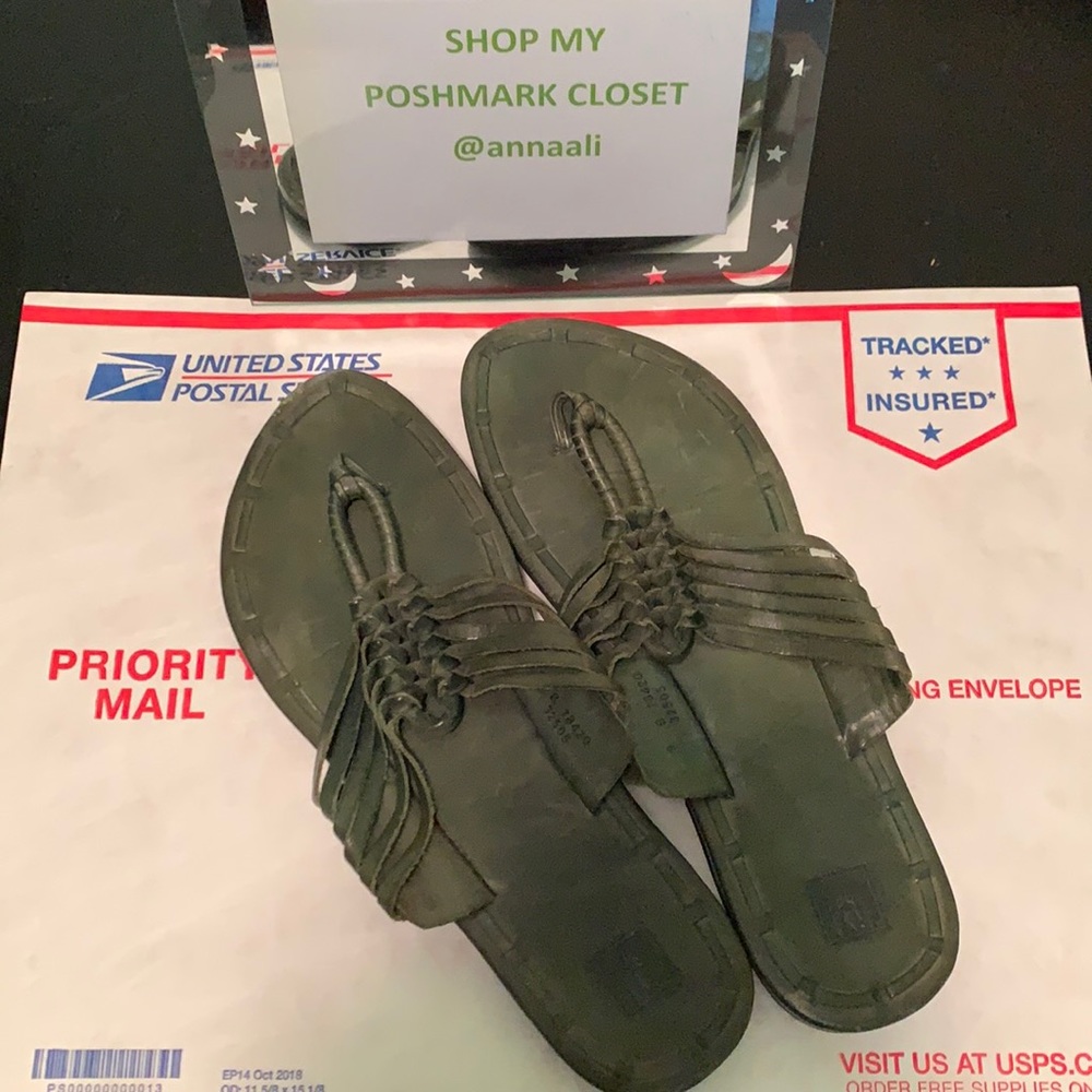 Women’s Olive Green Braided Slide Sandals